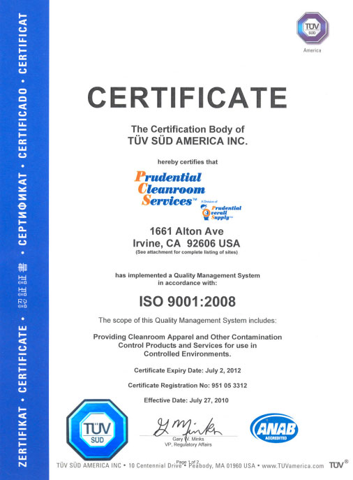 保诚洁净室服务获得ISO 9001:2008认证2010